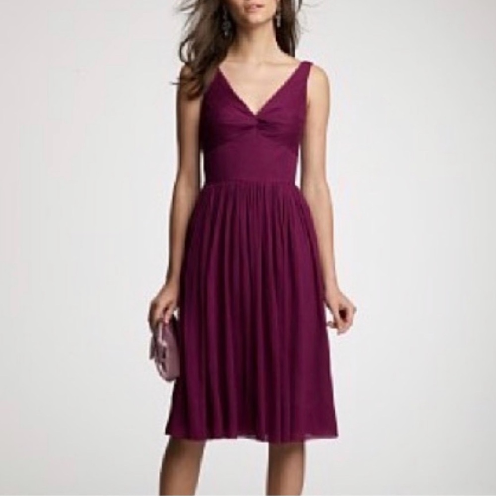 J. Crew Plum Sleeveless V-Neck Midi Dress
